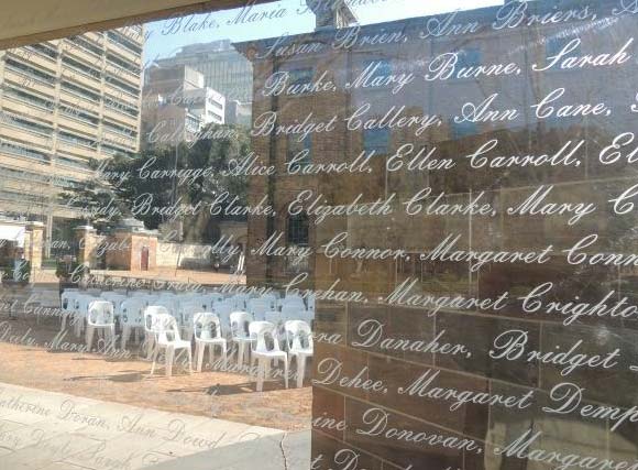 Hundreds of names of the Famine orphans inscribed on the wall