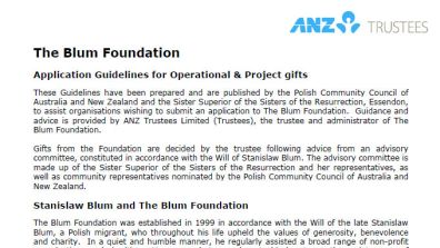 Blum Foundation grant