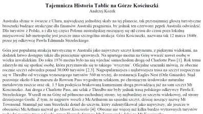 Tajemnicza Historia Tablic na Górze Kościuszki