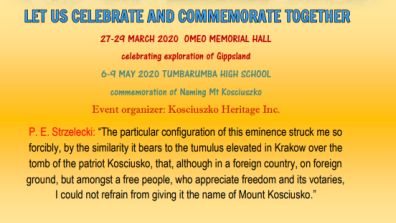 Strzelecki Festival Omeo (27-29.03.2020) and Strzelecki Festival Tumbarumba (7-9.05.2020)